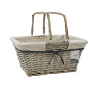Arianna Rectangular Willow Shopping Basket, Grey Wash JVL Mid Grey M