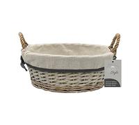 JVL Arianna Round Willow Storage Baskets, Grey Wash