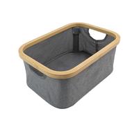 JVL Bambanio Foldable Bamboo Storage Basket, 26L - Grey