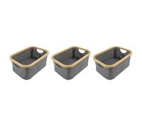 JVL Bambanio Foldable Bamboo Storage Basket, 26L, Set of 3 - Grey