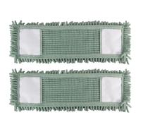 JVL Chenille Mop Replacement Cleaning Pad - Machine Washable Microfibre Refill - Green (Pack of 2)