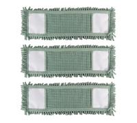 JVL Chenille Mop Replacement Cleaning Pad - Machine Washable Microfibre Refill - Green (Pack of 3)