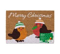 JVL Christmas PVC Coir Doormat 40x58cm Robins Door Mat Xmas | Size: 40 cm x 60 cm JVL Multicolor 40 cm x 60 cm