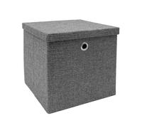 JVL Chroma Foldable Cube Organiser Box with Lid, Home Shelf Storage Solution, Grey