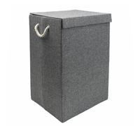 JVL Chroma Foldable Fabric Laundry Hamper with Lid for Bedroom and Bathroom Use, Grey