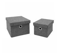 JVL Chroma Rectangular Lidded Storage Baskets - Set of 2 in Dark Grey JVL Dark Grey
