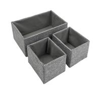 JVL Chroma Set of 3 Rectangular Storage Baskets, Practical Home Organisation, Grey