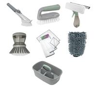 JVL Complete Cleaning Caddy Bundle with Window Squeegee, Microfibre Cloth, Mitt & Brushes
