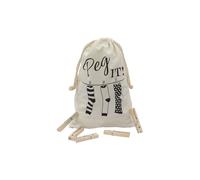 JVL Cotton Peg Bag With 100 Wooden Pegs - Cream | Size: 1 Pack JVL Cream 1 Pack