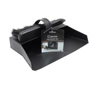 JVL Craven Ash Carrier Set with Metal Hooded Dustpan Sturdy Brush for Fireplaces, Stainless Steel with Powder Coated Finish, Model 11-341, Black, One Size