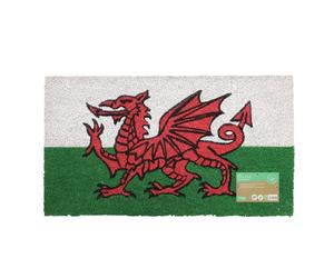 JVL Cymru Welsh Dragon Latex Backed Coir Coconut Entrance Door Mat, Multi-Colour, 40 x 70 cm