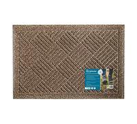 JVL Dirt Defender Scraper Door Mat 40 x 60 cm, Squares, Beige