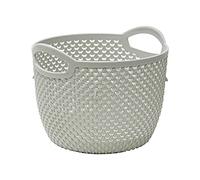 JVL Droplette Design Plastic Round Storage Basket, 3.3L,16 x 19cm Approx, Grey, One Size, 13-392IG