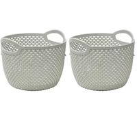 JVL Droplette Design Plastic Round Storage Basket, 3.3L,16 x 19cm Approx, Grey, One Size, 13-392IG (Pack of 2)