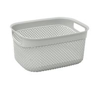 Jvl Droplette Design Plastic Storage Basket, One Size, Handles, Grey