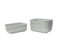 JVL Droplette Design Set of 3 Rectangular Plastic Storage,7 x19 x14cm approx.