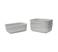 Jvl Droplette Design Set Of 3 Rectangular Plastic Storage, Grey