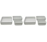 JVL Droplette Design Set of 3 Rectangular Plastic Storage, Grey, One Size (Pack of 2)