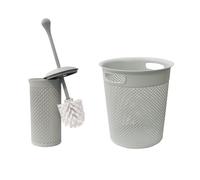 JVL Droplette Toilet Brush and Round Bin-Ice Grey, Polypropylene, One Size