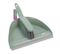 JVL Dustpan and Brush Set - Handheld Home Cleaning Set, Floor Sweeper, Green