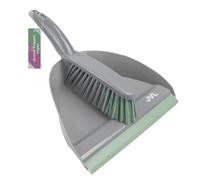 JVL Dustpan and Brush Set - Handheld Home Cleaning Set, Floor Sweeper, Grey