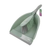 JVL Dustpan and Brush Set with Rubber Grip - Handheld Home Cleaning Set, Green