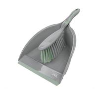 Jvl Dustpan & Brush Set With Rubber Grip-Grey