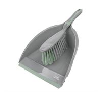 JVL Dustpan & Brush Set with Rubber Grip-Grey in Grey JVL Grey