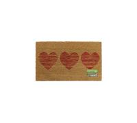 JVL Eco-Friendly Three Hearts Door Mat - Brown