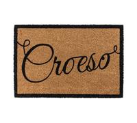 JVL Eco-Friendly Latex Backed Coir Entrance Doormat, 40x60cm - Croeso in Brown | Size: 40 x 60 cm JVL Brown 40 x 60 cm
