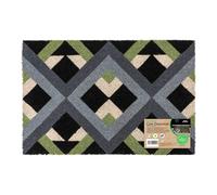 JVL Eco-Friendly Latex Backed Coir Entrance Doormat, 40x60cm - Geo - 1 - Blue