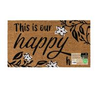 JVL Eco-Friendly Latex Backed Coir Entrance Doormat, 40x70cm - Our Happy Home - 1 - Brown