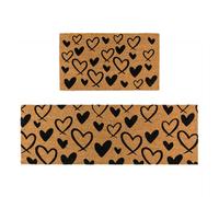 Jvl Eco-Friendly Latex Backed Coir Entrance Doormat And Runner Set - Hearts