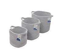 Jvl Edison Cotton Rope Storage Baskets, Set Of 3, Grey