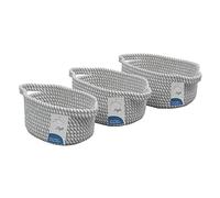 Jvl Edison Oval Cotton Rope Storage Basket, Set Of 3, Grey