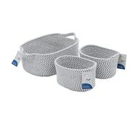 Edison Rectangular Cotton Rope Storage with Handles Set of 3 Grey JVL Grey One Size