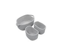 Jvl Edison Rectangular Cotton Rope Storage With Handles, Set Of 3, Grey, Grey