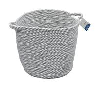 JVL Edison Round Cotton Rope Storage Basket with Handles, Grey