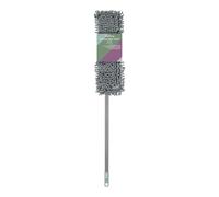 JVL Extendable Chenille Mop - Flat Floor Cleaner with Long Handle - Machine Washable Microfibre Cleaning Head - Grey