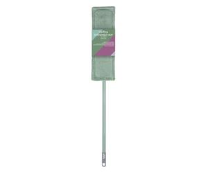 JVL Extended Microfibre Mop - Flat Floor Cleaner with Long Handle - Machine Washable & Reusable Cleaning Head - Green