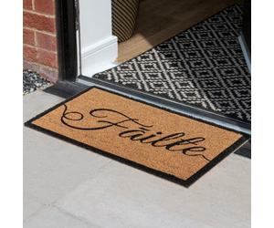 JVL Failte Irish Welcome Coir Doormat Latex Backed Natural Mat 60Cm X 40Cm