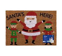 JVL Festive Christmas Latex Backed Coir Doormat, 40x58cm, Santas Here