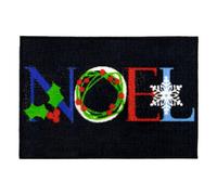 Jvl Festive Christmas Machine Washable Indoor Doormat, 40X57Cm, Noel, Black