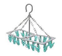 JVL Folding Sock Dryer Complete with 20-Piece Clothes Peg, Aqua, Grey, White, One Size, 19-291