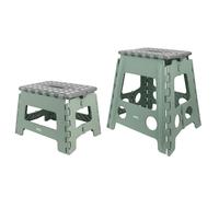 JVL Folding Step Stool Set, Small & Large, Green