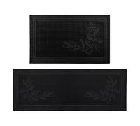 JVL Foliage Rubber Scraper Doormat & Patio Mat in Black | Size: 45 cm x 120 cm JVL Black 45 cm x 120 cm