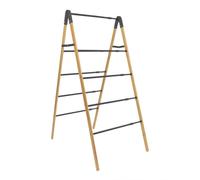 JVL Four Tier Bamboo Extendable Laundry Washing Clothes Ladder - Black and Natural