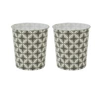 JVL Geometric Grey Waste Paper Bin, Set of 2