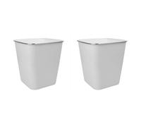 Jvl Glaize Square Waste Bin 8L Set Of 2 Bathroom Bedroom Office White