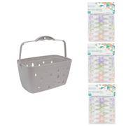 JVL Grey Peg Basket with 36 Soft Touch Mini Clothes Pegs JVL Multicolor